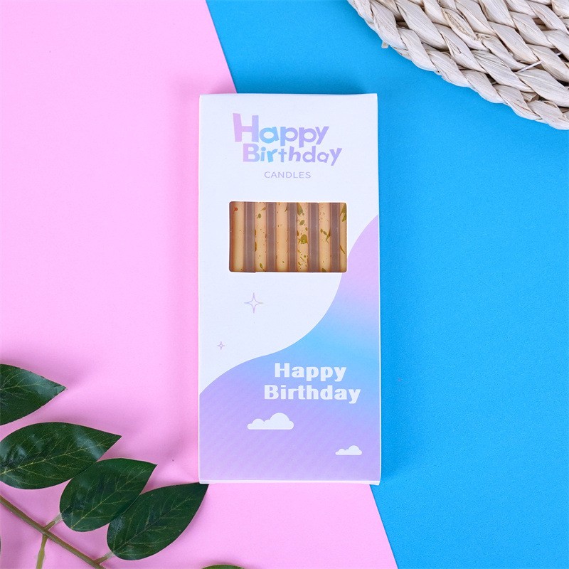 Set 6 Lumanari Lungi, din Parafina, 10 x 0.5 cm, Happy Birthday, Oranj Pal [2]