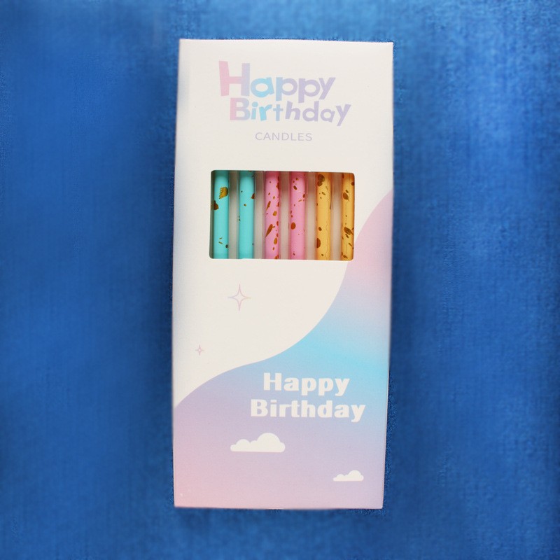Set 6 Lumanari Lungi, din Parafina, 10 x 0.5 cm, Happy Birthday, Multicolor [4]