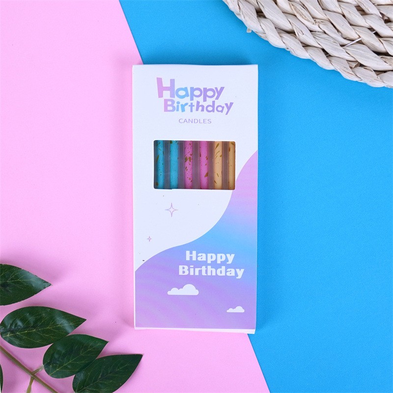 Set 6 Lumanari Lungi, din Parafina, 10 x 0.5 cm, Happy Birthday, Multicolor [3]