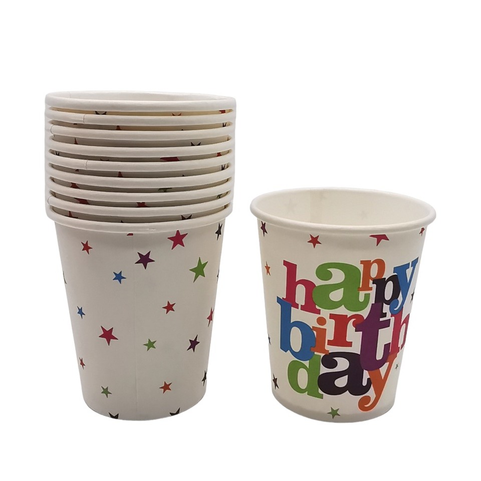 Set 6 Pahare, Imprimeu Happy Birthday, din Carton, 7.5 x 7.8 cm, Multicolor [2]