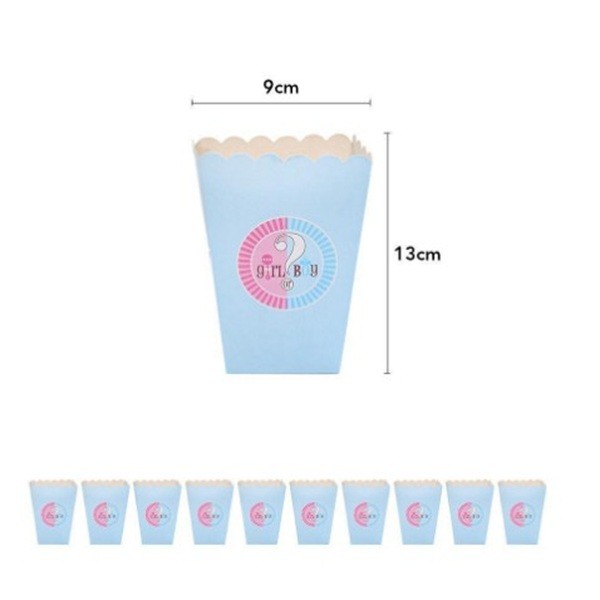 Set 6 Cutii Popcorn Gender Reveal, Girl or Boy, din Carton, 13 x 9 cm, Roz/Albastru [4]