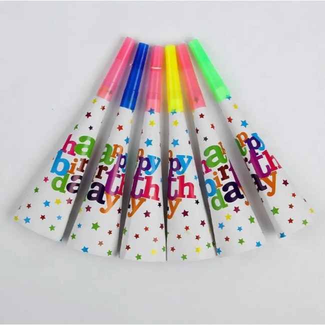 Set 6 Suflatori, Colectia Happy Birthday, 20 cm, din Carton, Multicolor [2]