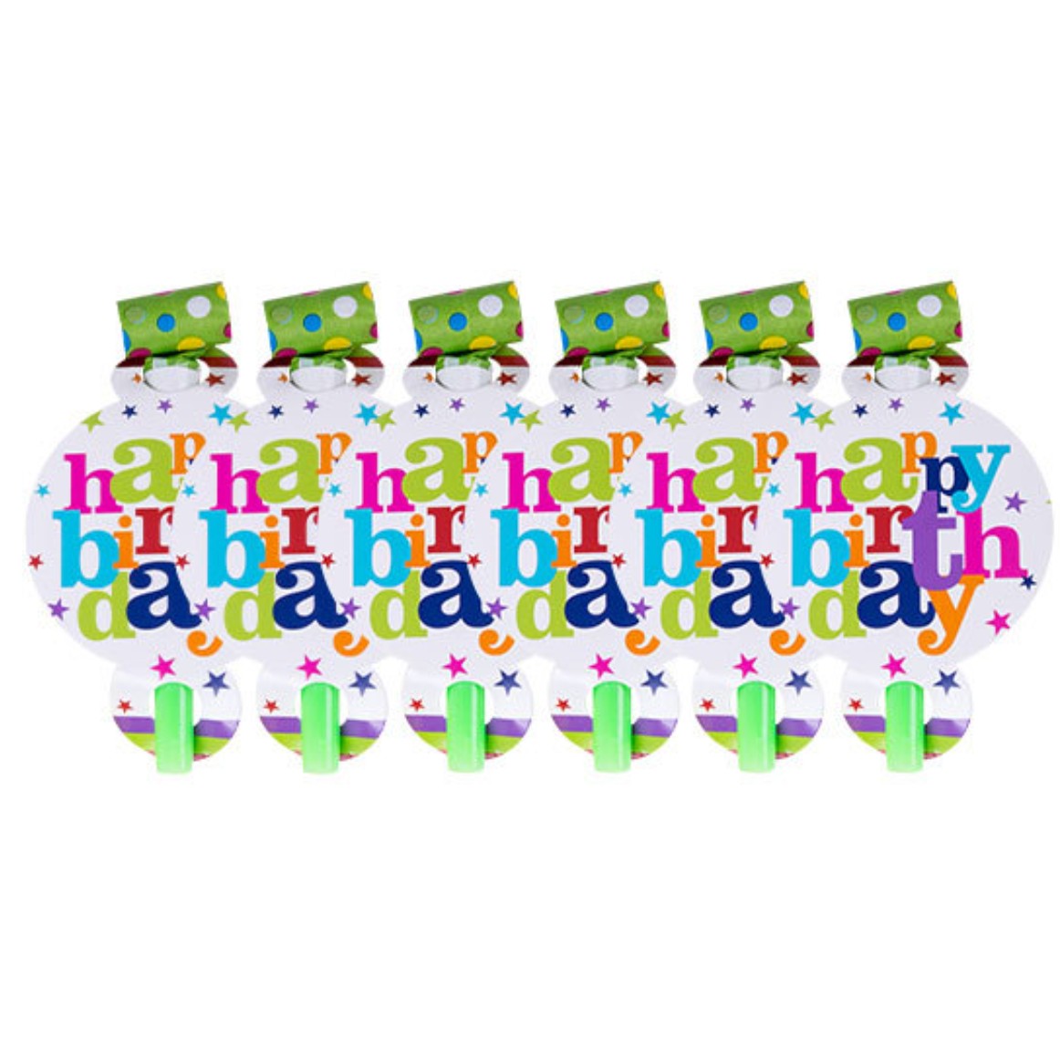 Accesorii Petrecere - Set 6 Suflatori Happy Birthday, pentru Petrecere, Tematica Aniversare, 13x7.8 cm, Multicolor