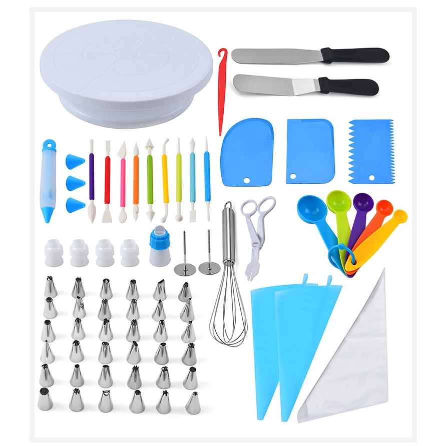 Set 66 Piese Ustensile pentru Ornare Prajituri, din Plastic si Otel Inoxidabil, Multicolor [2]