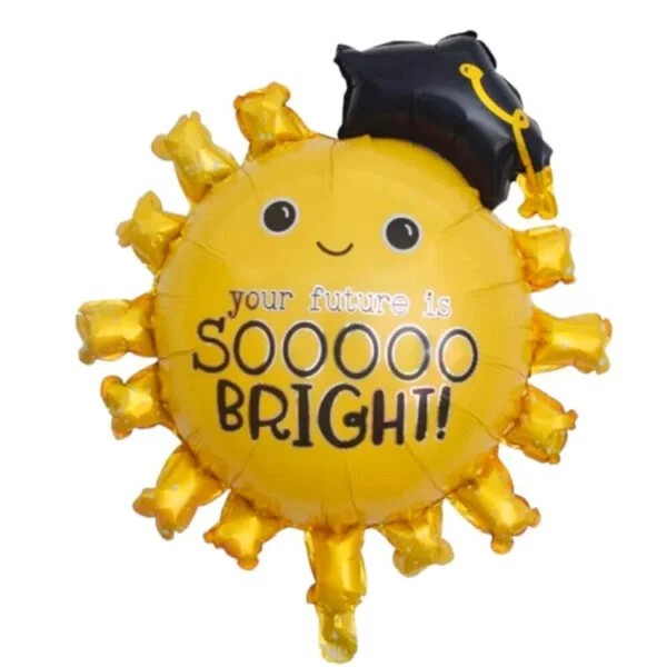 Set 8 Baloane din Folie Metalizat? si din Latex, Figurine Soare 77x67cm, Stea si Hexagon 45 cm, Baloane Latex 30 cm, Tema Absolvire, Ambalaj Individual, Pai Inclus, Umflare cu Aer sau Heliu, Multicolor [7]