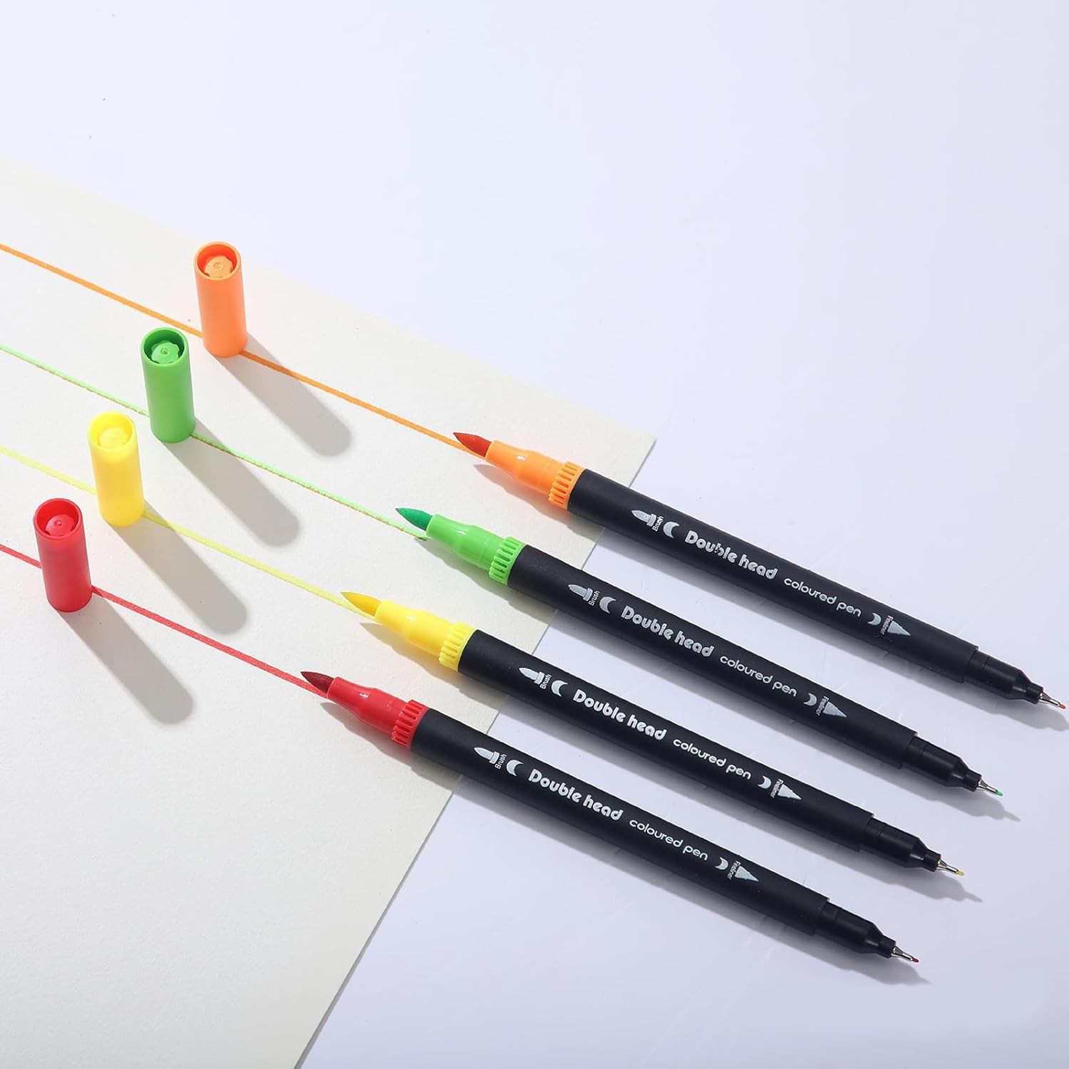 Set Carioci pe Baza de Apa, 2 in 1, pentru Pictura, Caligrafie, 100 Culori, Penar Negru, Corp Carioca Negru, 23.5 x 19.5 x 7.5 cm, Multicolor [3]