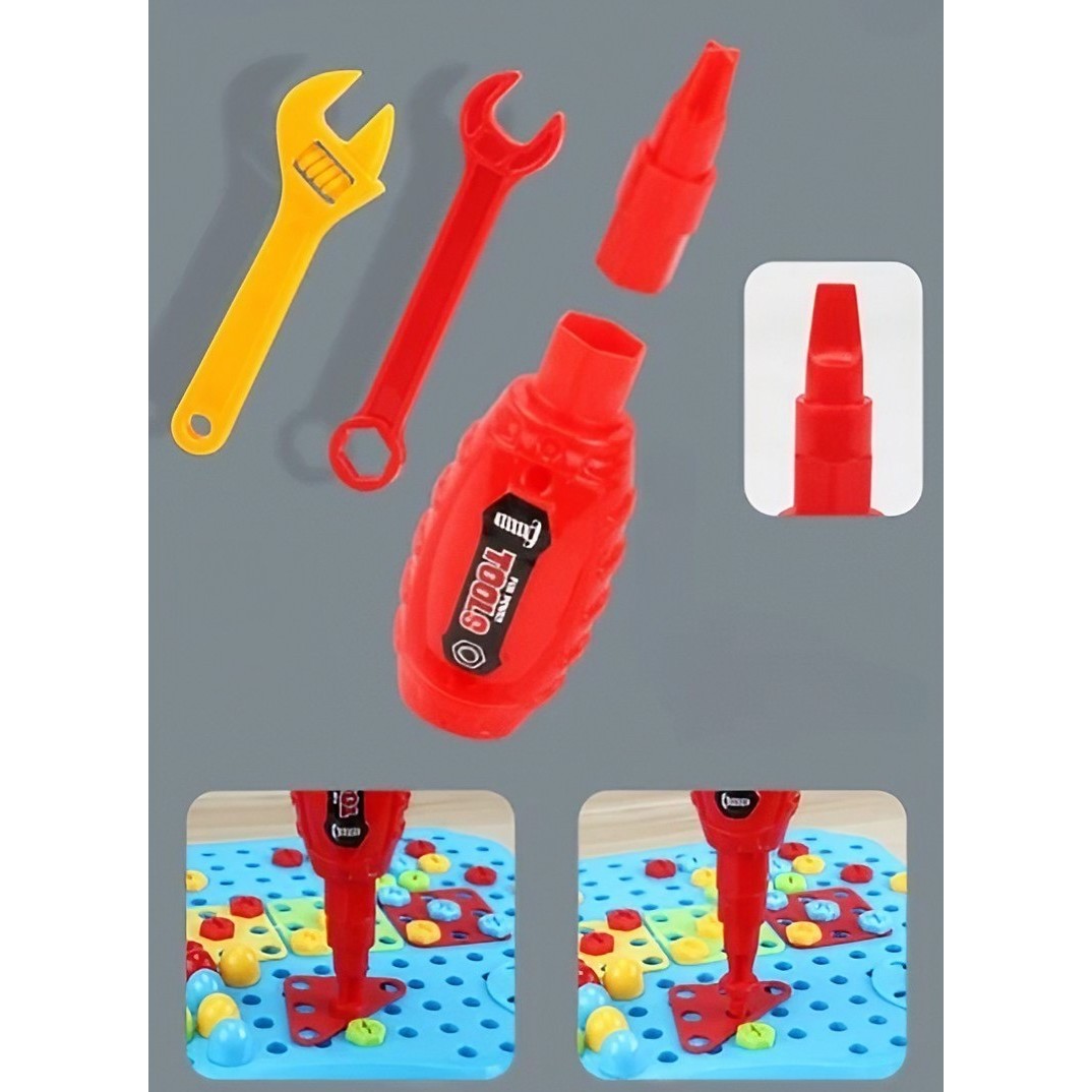 Set Constructie Bormasina Magica cu Servieta, 310 Piese, Albastru, Piese Multicolore, Plastic, 31x46 cm [2]