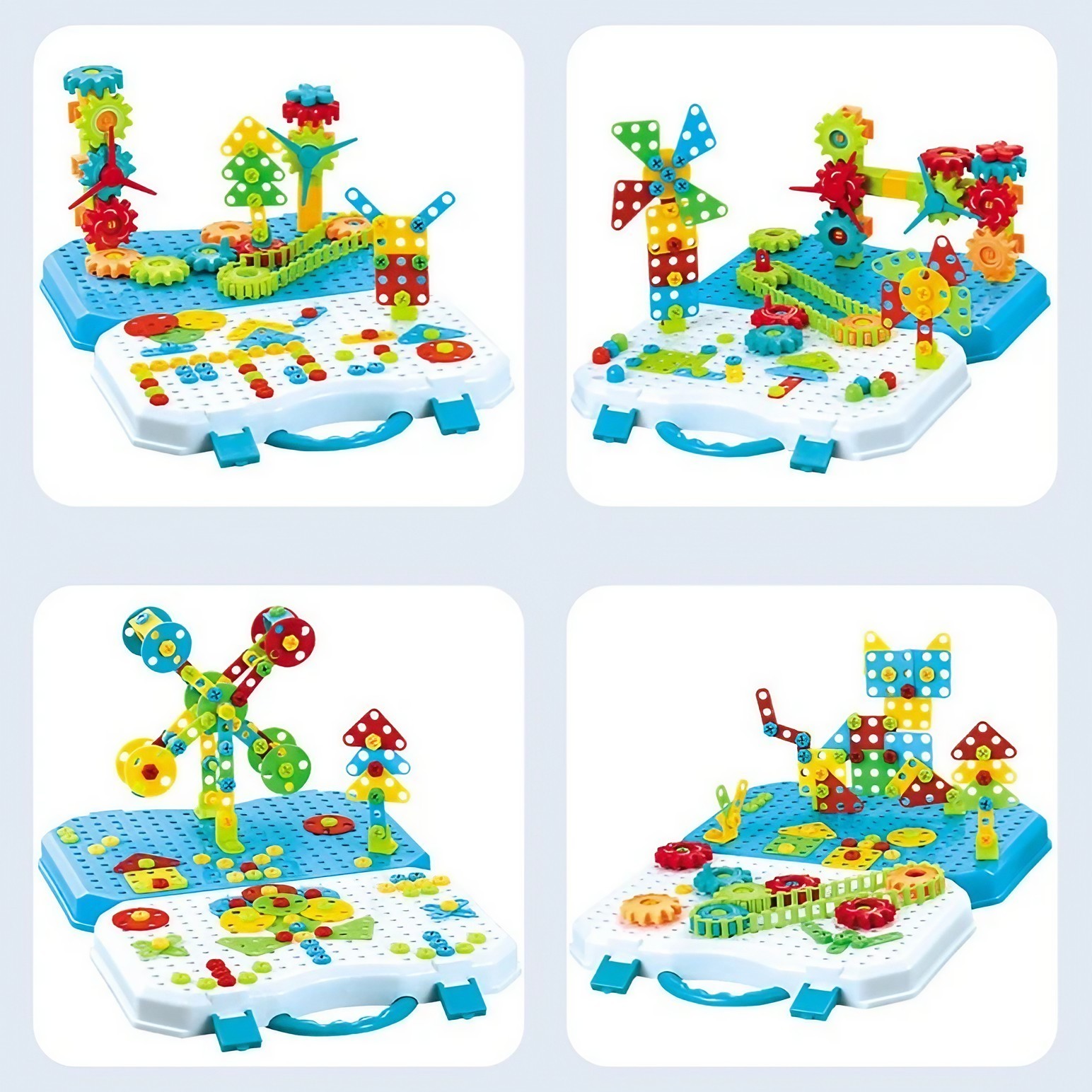 Set Constructie Bormasina Magica cu Servieta, 310 Piese, Albastru, Piese Multicolore, Plastic, 31x46 cm [5]