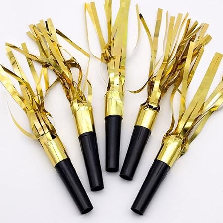 Set 6 Fluiere Party cu Franjuri, din Plastic, Auriu [5]