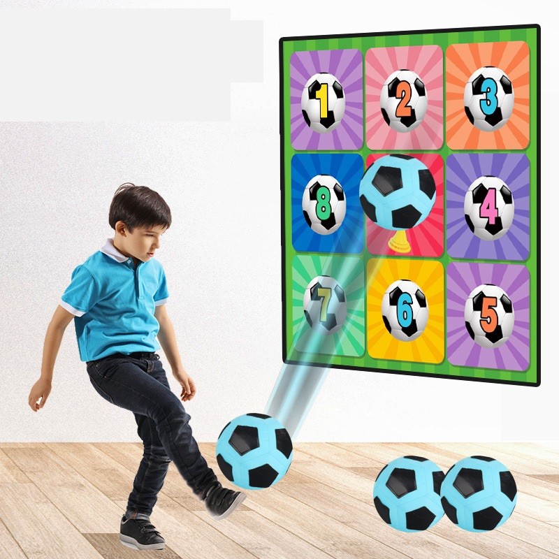 Set de Fotbal Joc Recreativ Pentru Copii, Minge cu Scai, Plansa din Material textil, 150 x 150 cm, Model Trofeu, Multicolor [3]