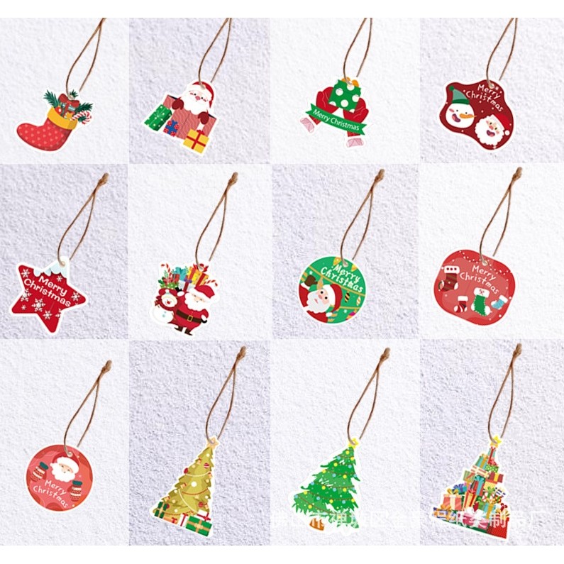 Set Decoratiuni de Craciun pentru Brad, Modele Variate, Sfoara Inclusa, 12 Piese, 6 x 7 cm, Model B, Multicolor [3]