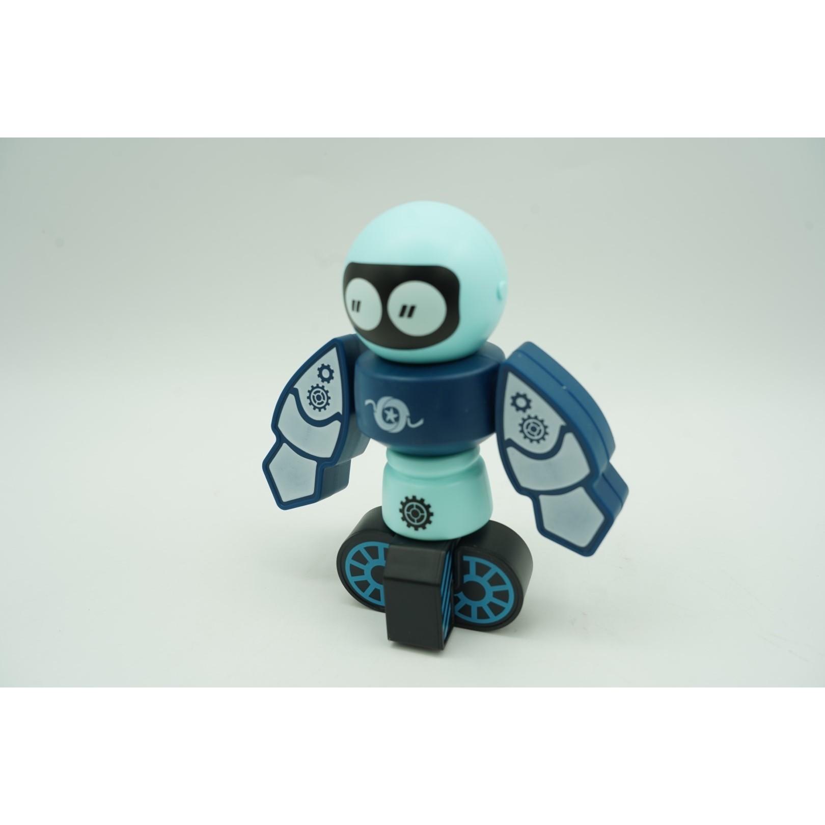 Set inteligent de blocuri magnetice pentru copii, 7 piese, cutie depozitare, robotel, albastru [12]