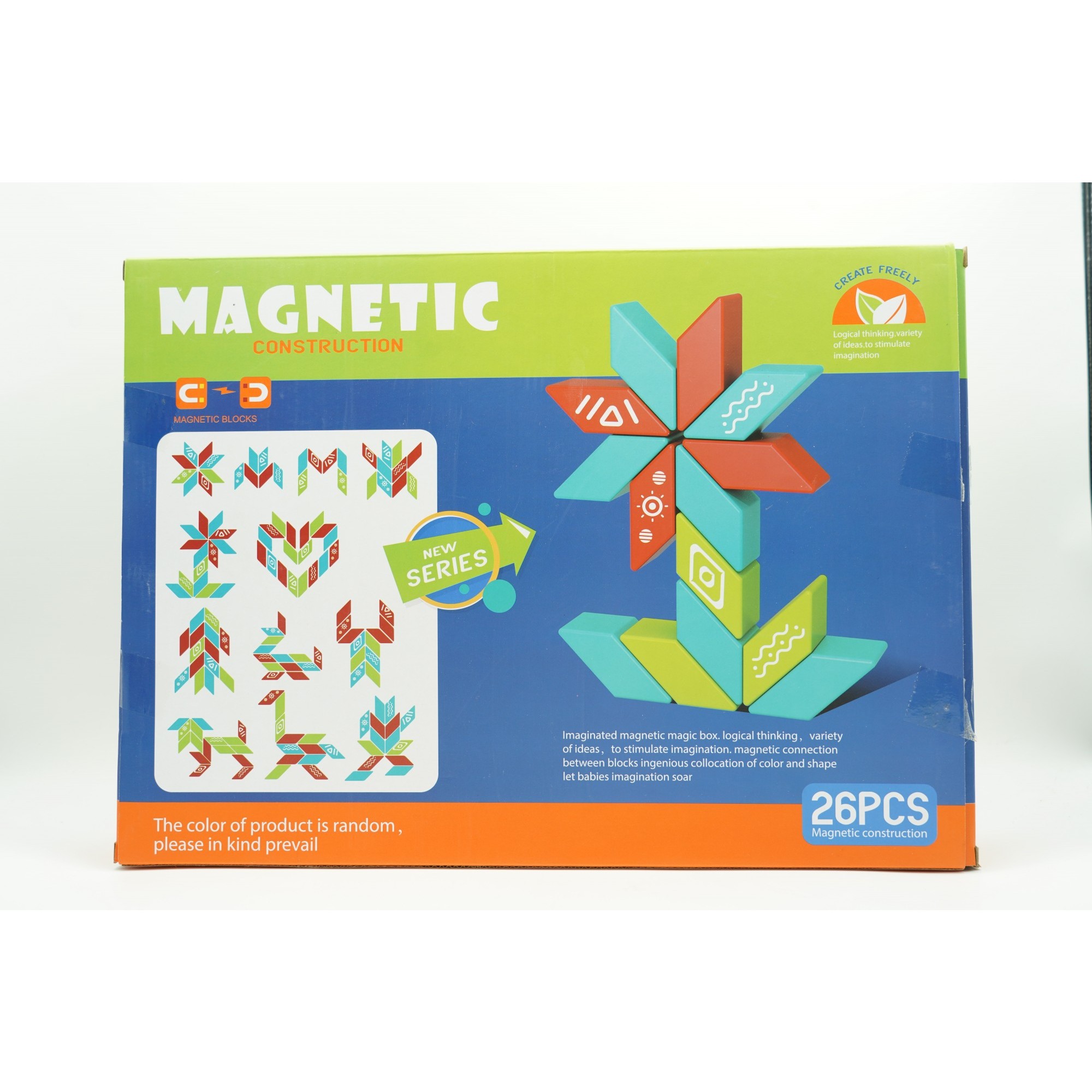 Set inteligent de constructie cu piese magnetice, 26 piese, +3 ani, multicolor [1]