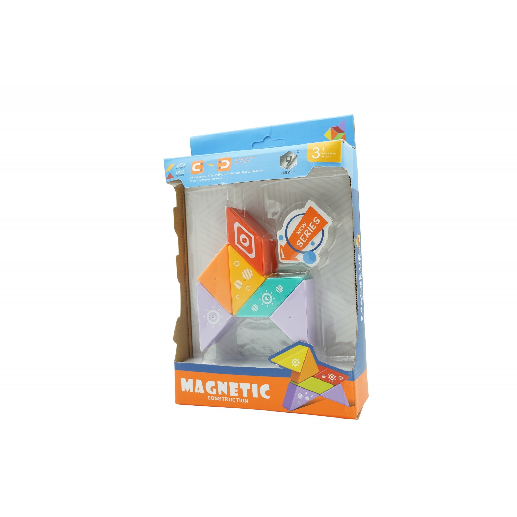 Jucarii educative - Set inteligent de constructie cu piese magnetice, 6 piese, pentru copii, +3 ani, multicolor