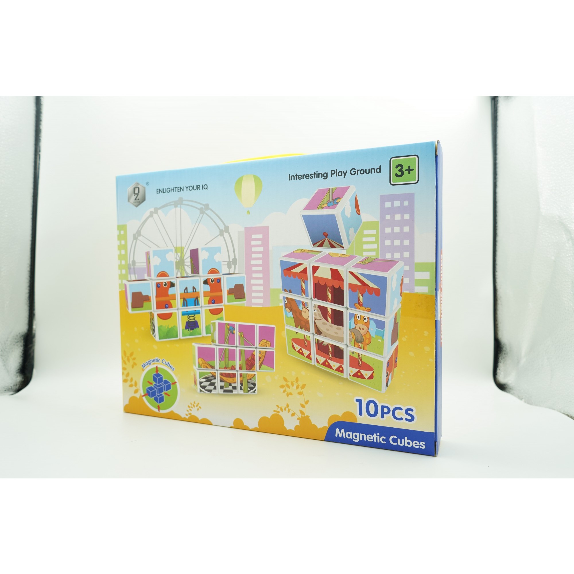 Set inteligent de cuburi magnetice pentru copii, 10 piese, cutie depozitare, puzzle parc de distractii, +3 ani, multicolor [2]