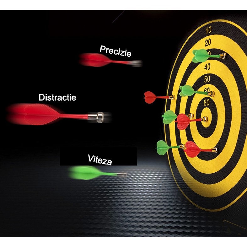 Set Joc Darts Doua Fete pentru Joc, 6 Sageti Incluse, Magnetic, Dimensiuni 37 x 40 cm, Design clasic, Multicolor [2]