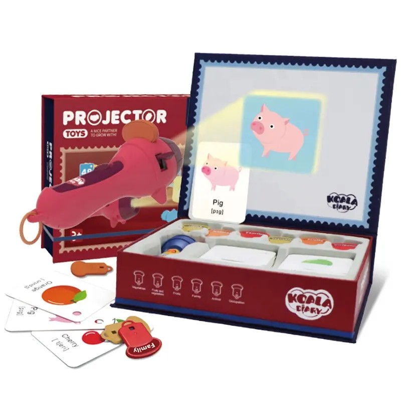 Set Jucarie Educativa, Proiector Tip Lanterna Pentru Copii, 6 Teme, 48 de Imagini, Cutie Depozitare, +3 ani, Rosu [7]