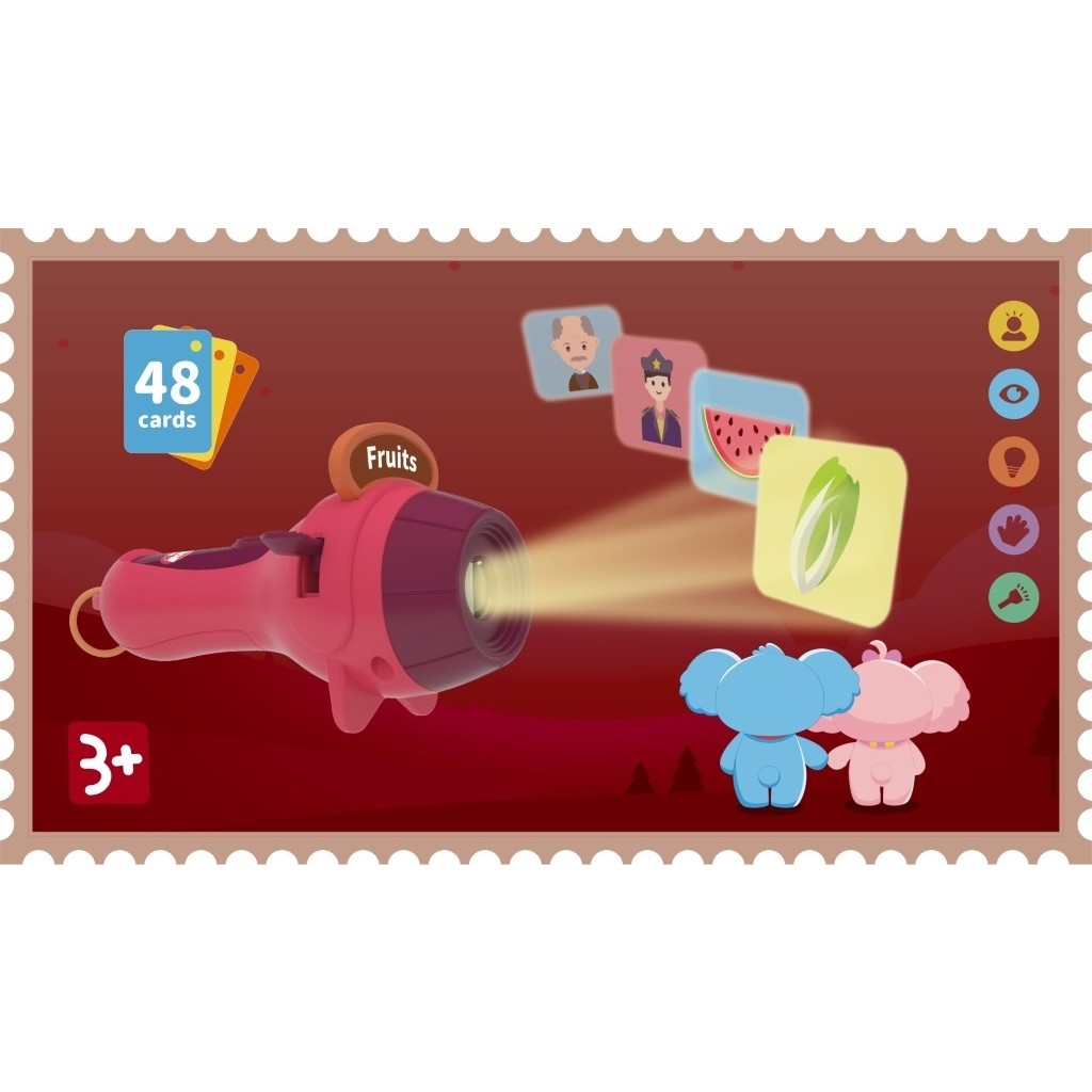 Set Jucarie Educativa, Proiector Tip Lanterna Pentru Copii, 6 Teme, 48 de Imagini, Cutie Depozitare, +3 ani, Rosu [2]