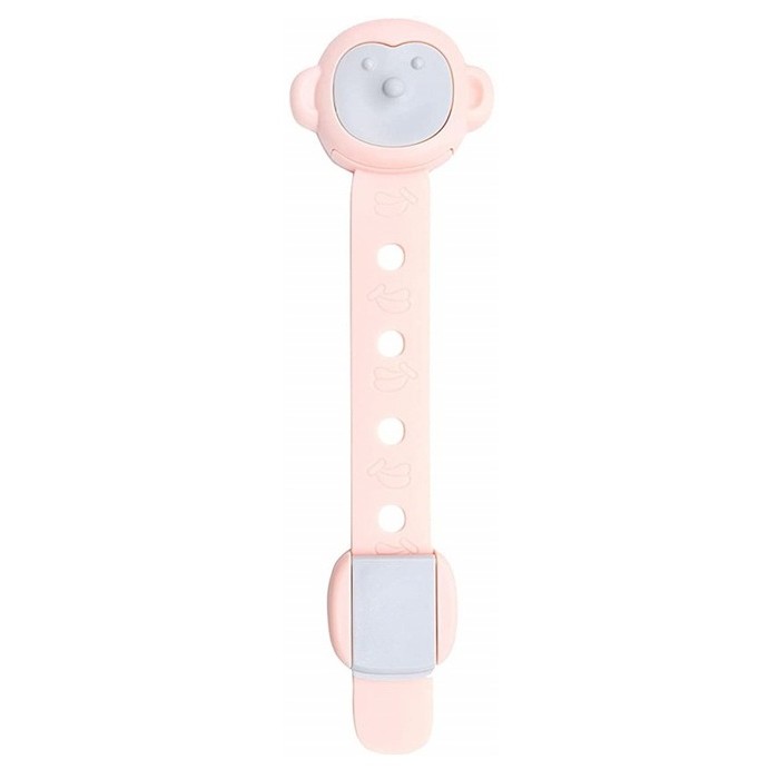 Diverse Casa - Siguranta pentru Usi Copii, Sistem de Blocare Sertare, Dulap, Frigider, Adeziv, cu Sistem de Inchidere Dublu, Model Maimutica, Roz