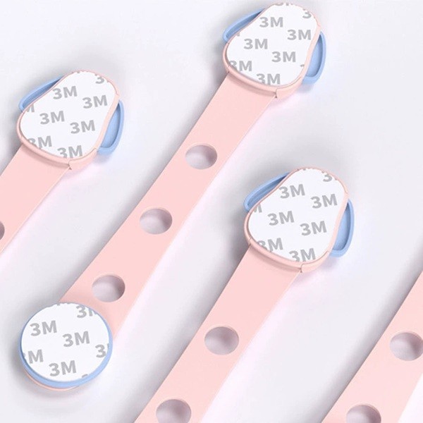 Siguranta pentru Usi Copii, Sistem de Blocare Sertare, Dulap, Frigider, Adeziv, cu Sistem de Inchidere Dublu, Model Catelus, Roz [6]