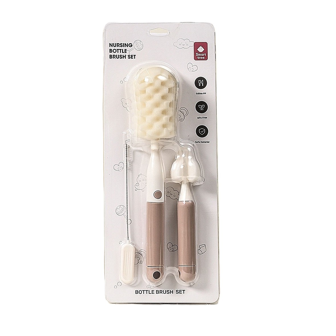 Accesorii Bucătărie - Set 3 Perii de Spalat Biberoane, pentru Tetina, Biberon, Pai, Materiale Sigure, fara BPA, Curatare 360°, Roz