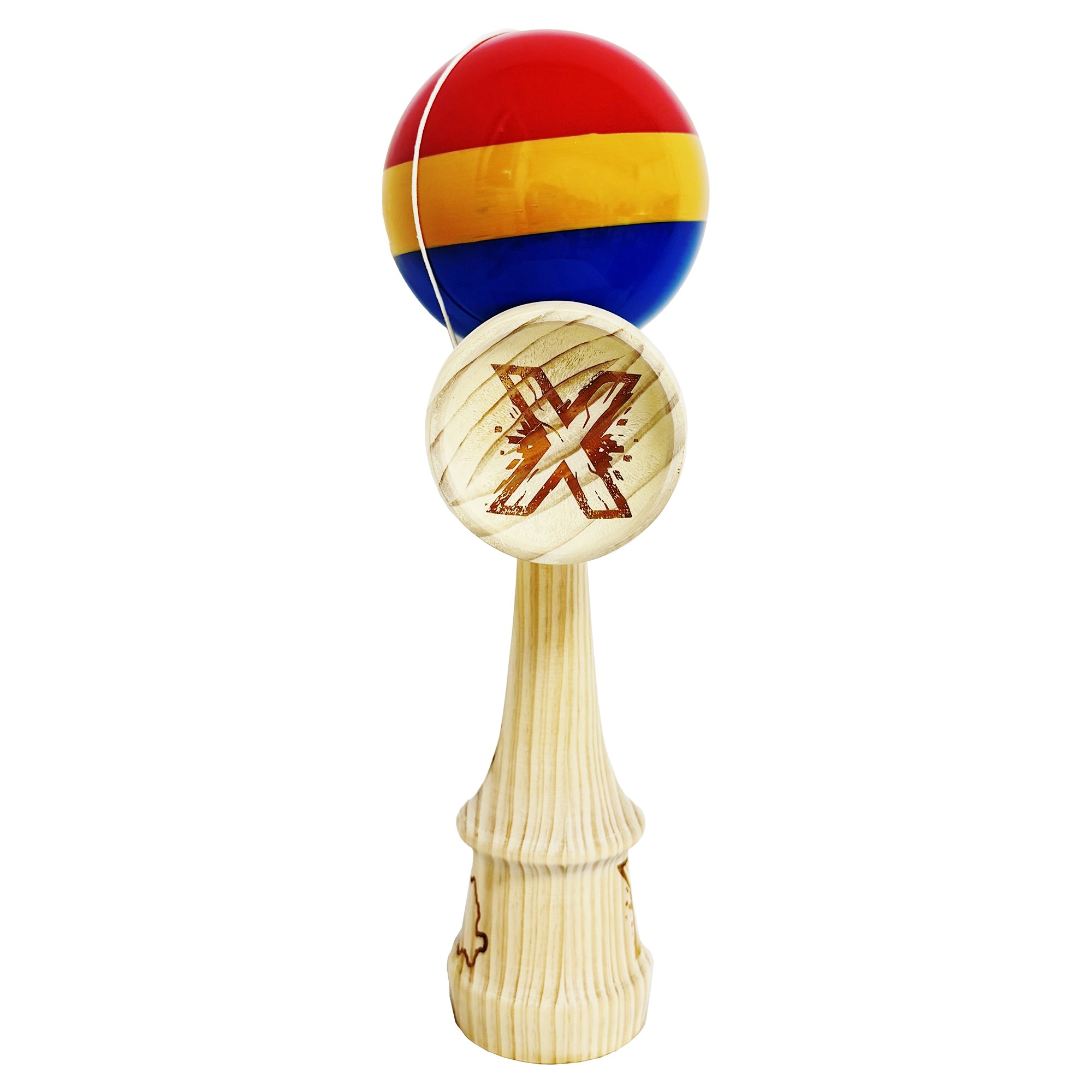 Kendama X Originala, Profesionala, SUPER BIG cu Cupe KING SIZE, Bila Super Sticky, Diametrul 17 cm, din Lemn, 52 x 20 cm, Multicolor [4]