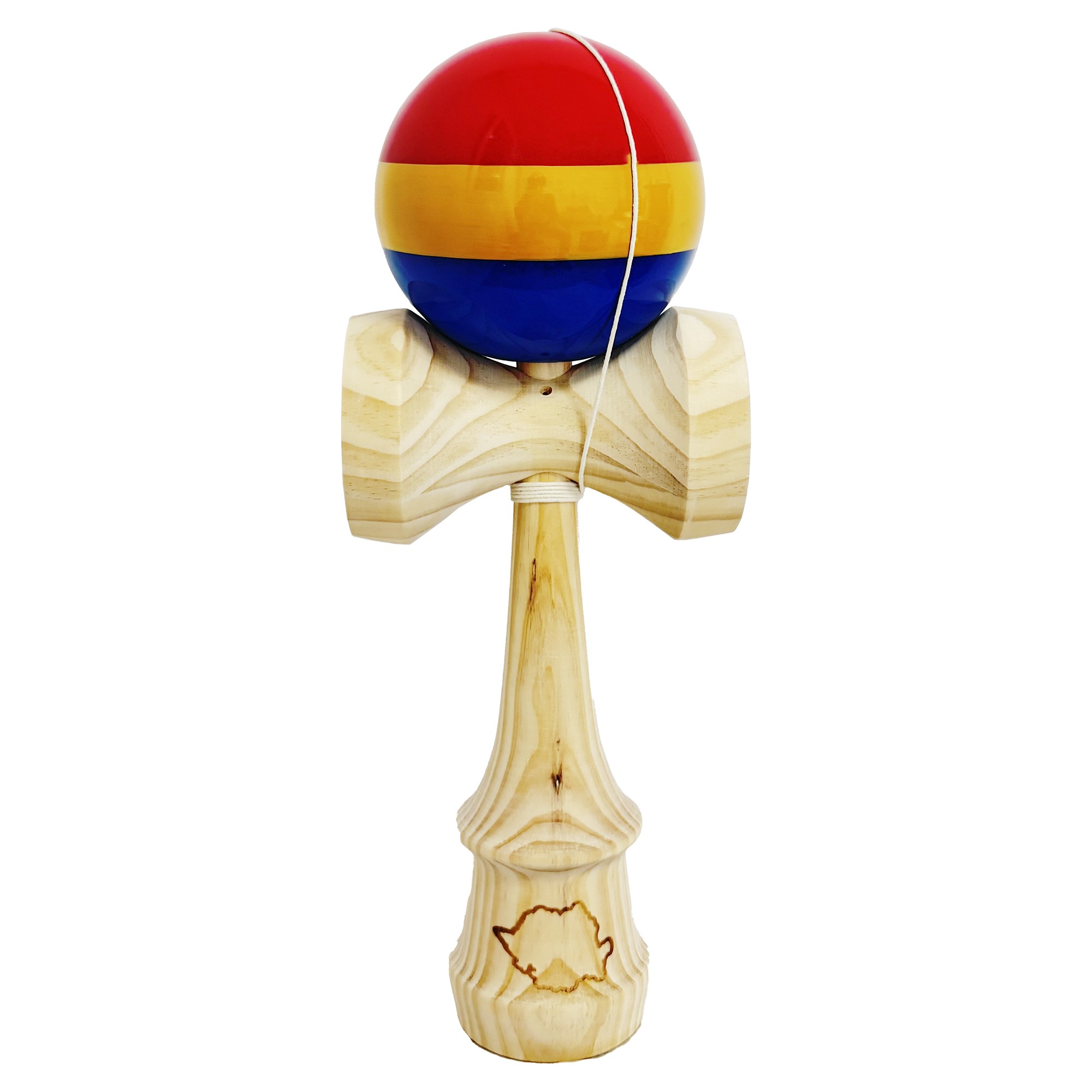 Kendama X Originala, Profesionala, SUPER BIG cu Cupe KING SIZE, Bila Super Sticky, Diametrul 17 cm, din Lemn, 52 x 20 cm, Multicolor [3]