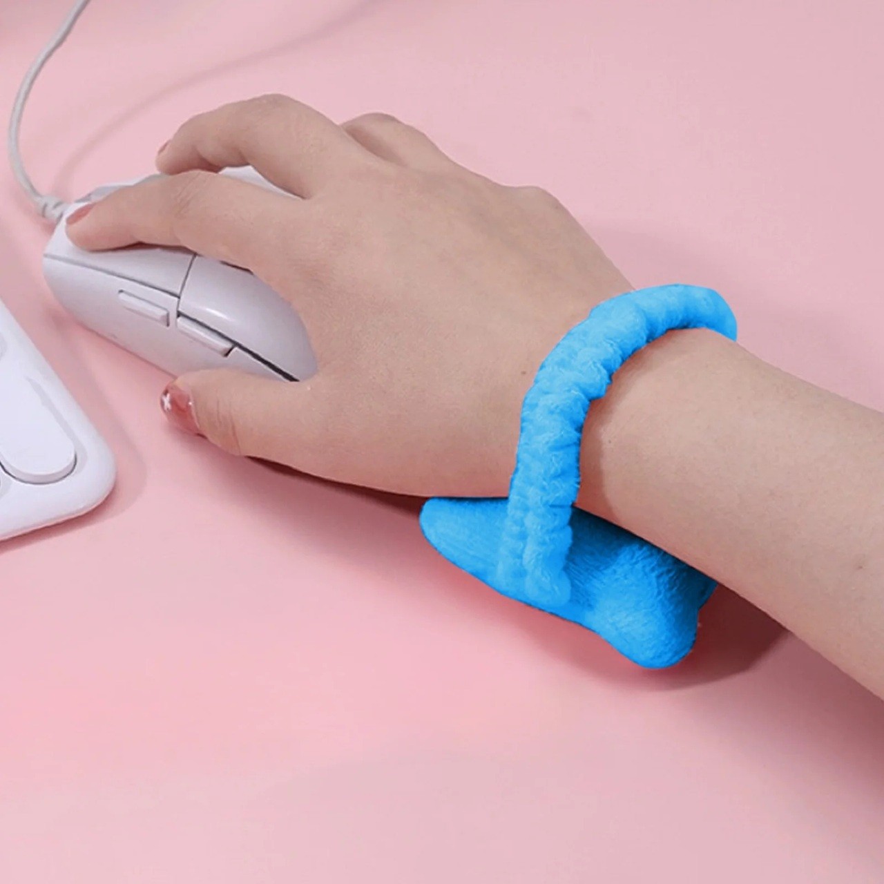 Suport de Mana, Pernuta pentru Incheietura cu Banda Elastica, pentru Mouse, Moale, 7.5 x 7 cm, Albastru [3]