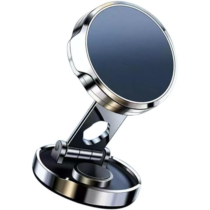 Suport de Telefon, cu Adeziv, din ABS si Magnet, Pliabil, Diametru 4.4 cm, Universal, Argintiu [4]