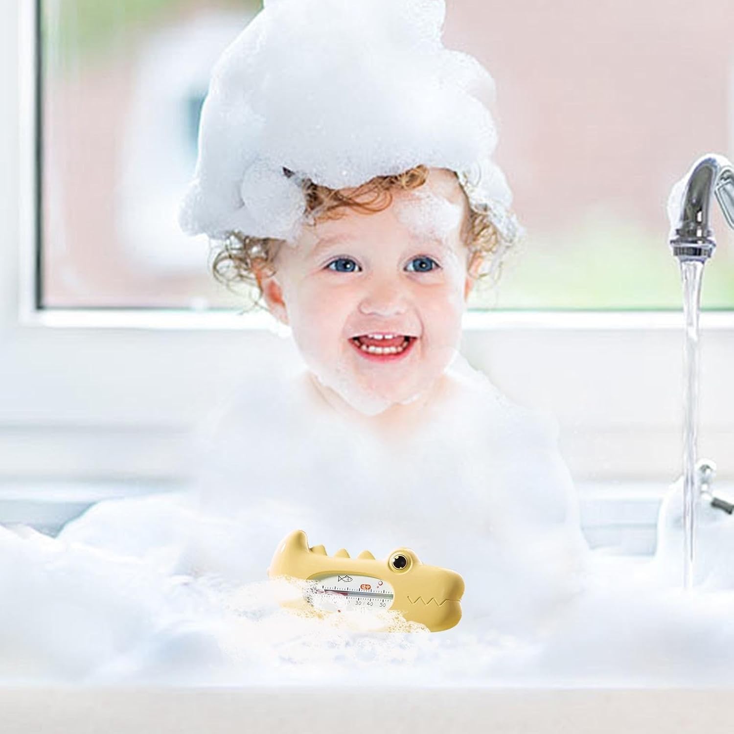 Termometru pentru Baie, Plutitor, Rezistent la apa, Multifunctional, Model Crocodil, 2.7x6.5x3.7 cm, Galben [1]
