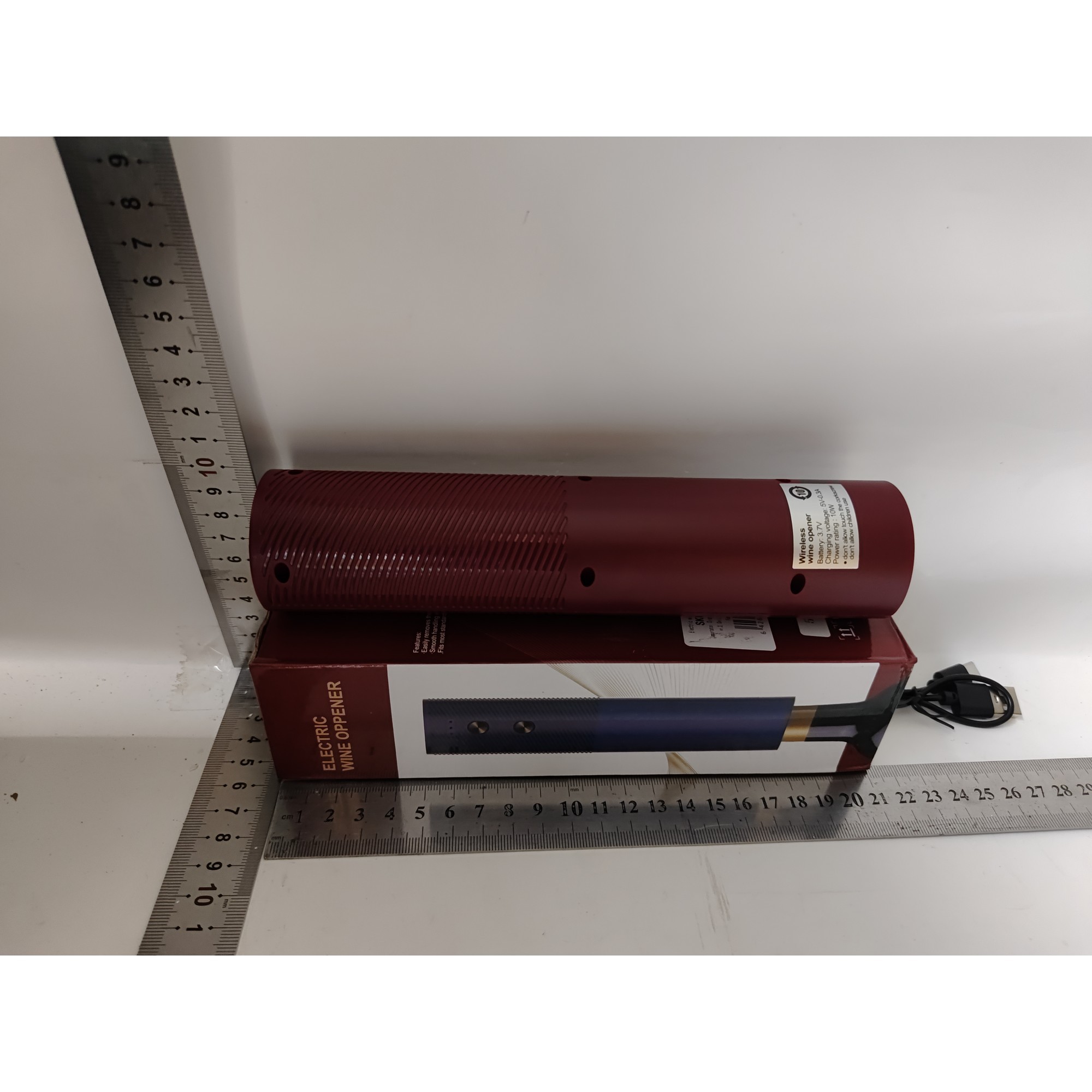 Tirbuson Electric, Deschizator Sticle de Vin, de Uz Casnic de Ultima Generatie, Reincarcabil prin Incarcare USB, 20 x 4.6 cm Rosu [4]