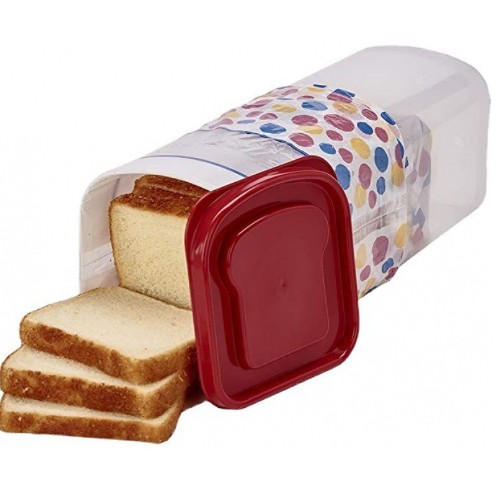 Organizatoare si Depozitare Bucatarie - Cutie Depozitare Paine, din Plastic, 34 x 13 cm, Pastreaza Prospetimea, Capac Rosu