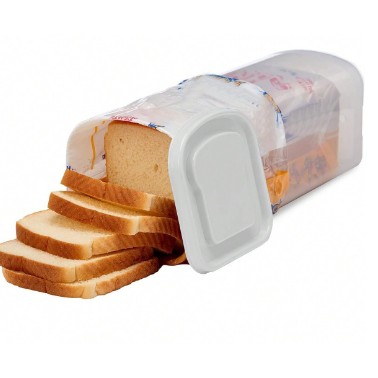 Organizatoare si Depozitare Bucatarie - Cutie Depozitare Paine, din Plastic, 34 x 13 cm, Pastreaza Prospetimea, Capac Alb
