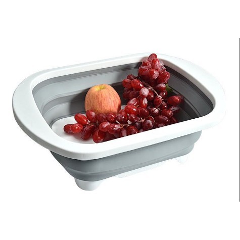 Tocator Multifunctional, 2 in 1, cu Cos pentru Spalat si Scurgere Alimente, 480 g, Pliabila, Gri [6]