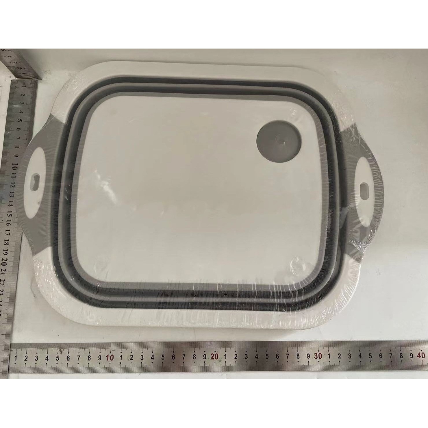 Tocator Multifunctional, 2 in 1, cu Cos pentru Spalat si Scurgere Alimente, 480 g, Pliabila, Gri [7]