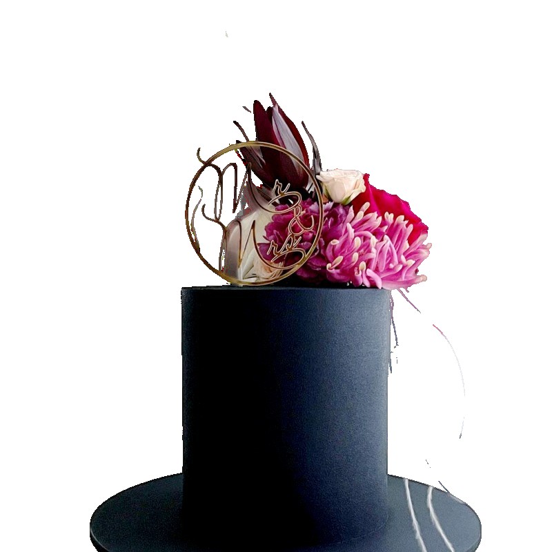 Lumanari si Toppere - Topper Tort, Model 2 Mr&amp;Mrs, din Plastic, Auriu