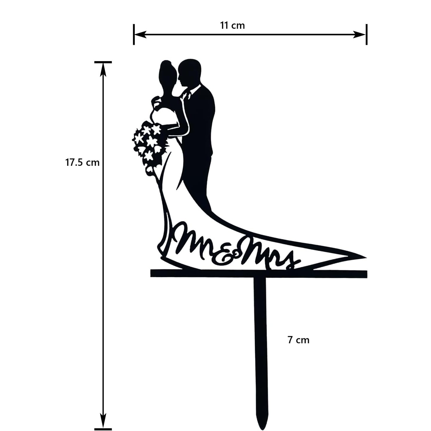 Topper Tort, Model 1 Mr&amp;Mrs, 17.5 x 11 cm, Negru [1]