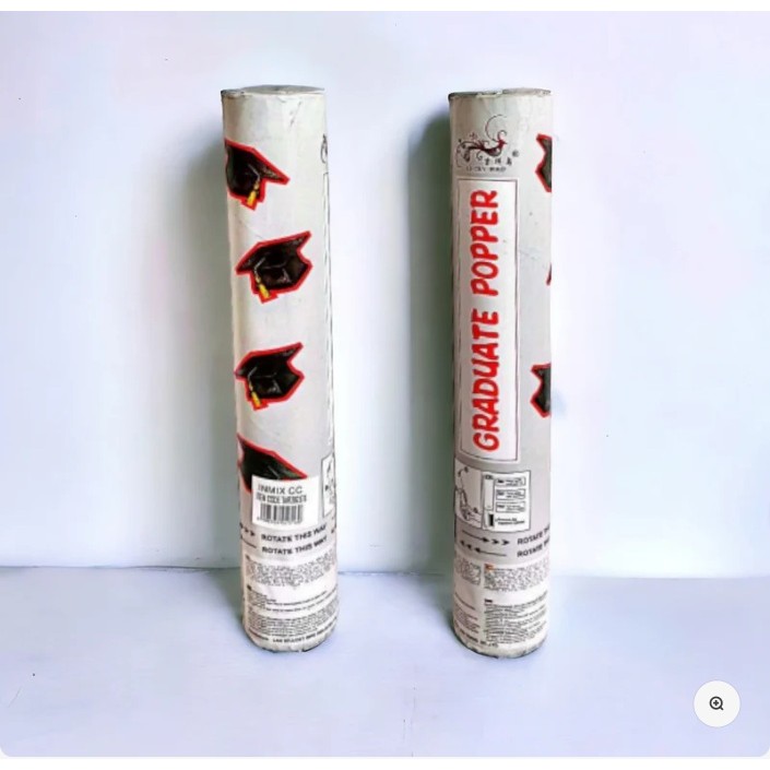 Tun Confetti, Model Petrecere Absolvire Palarii, 40 cm, Ambalaj din Carton, Eliberare prin Rasucire, Negru [2]