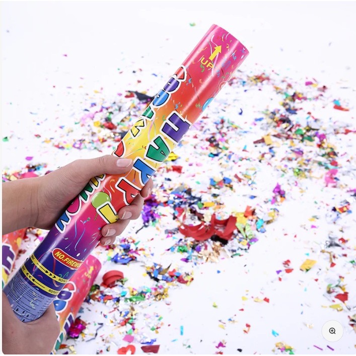 Tub de Confetti, Clasic, 80x5 cm, Confetii Asortate din Plastic, Eliberare prin Rasucire, Multicolor [6]