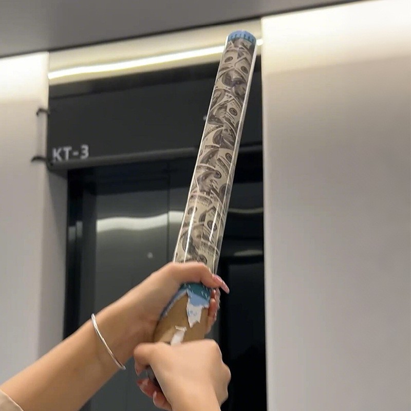 Tub de Confetti, Money, 60x5 cm, Confetii Asortate Model Dolari, Eliberare prin Rasucire, Multicolor [2]