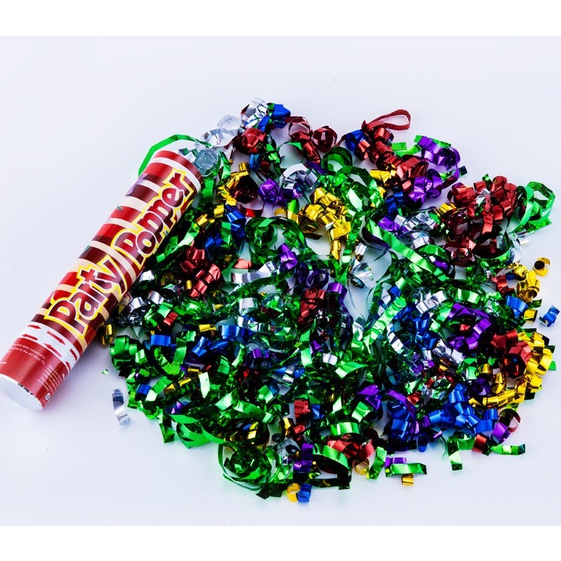 Tub de Confetti, Party Popper, 20x5 cm, Confetii Panglici din Plastic, Multicolor [2]