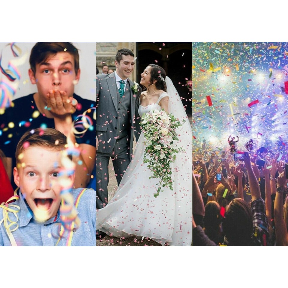 Tub de Confetti, Party Popper, 30x5 cm, Confetii Lucioase Rezistente la Foc, Eliberare prin Rasucire, Argintiu [4]