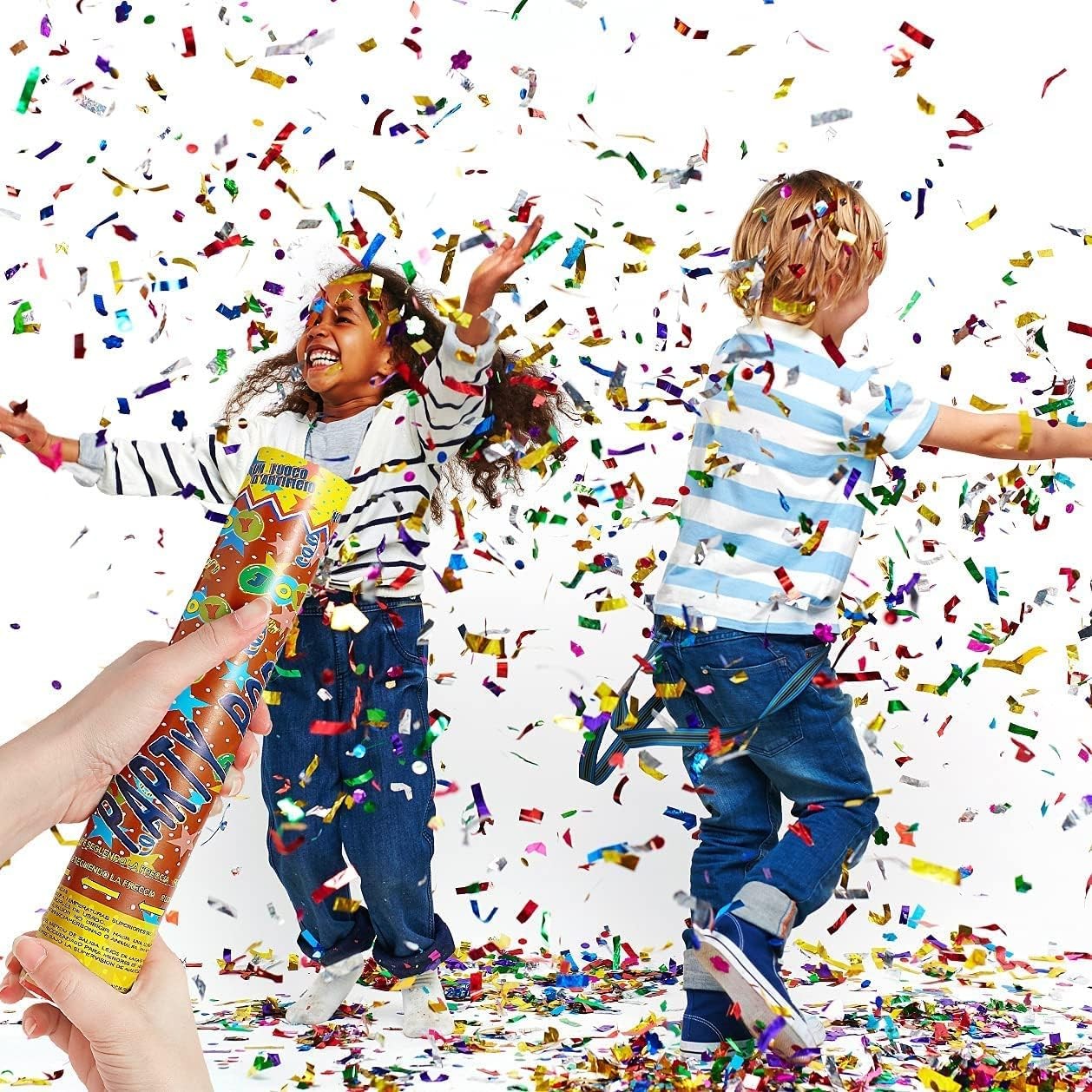 Tun de Confetti, Party Popper, 60x5 cm, Model Stelute, Inimioare, Paiete, Lucioase, 3 cm Diametru, Multicolor [5]