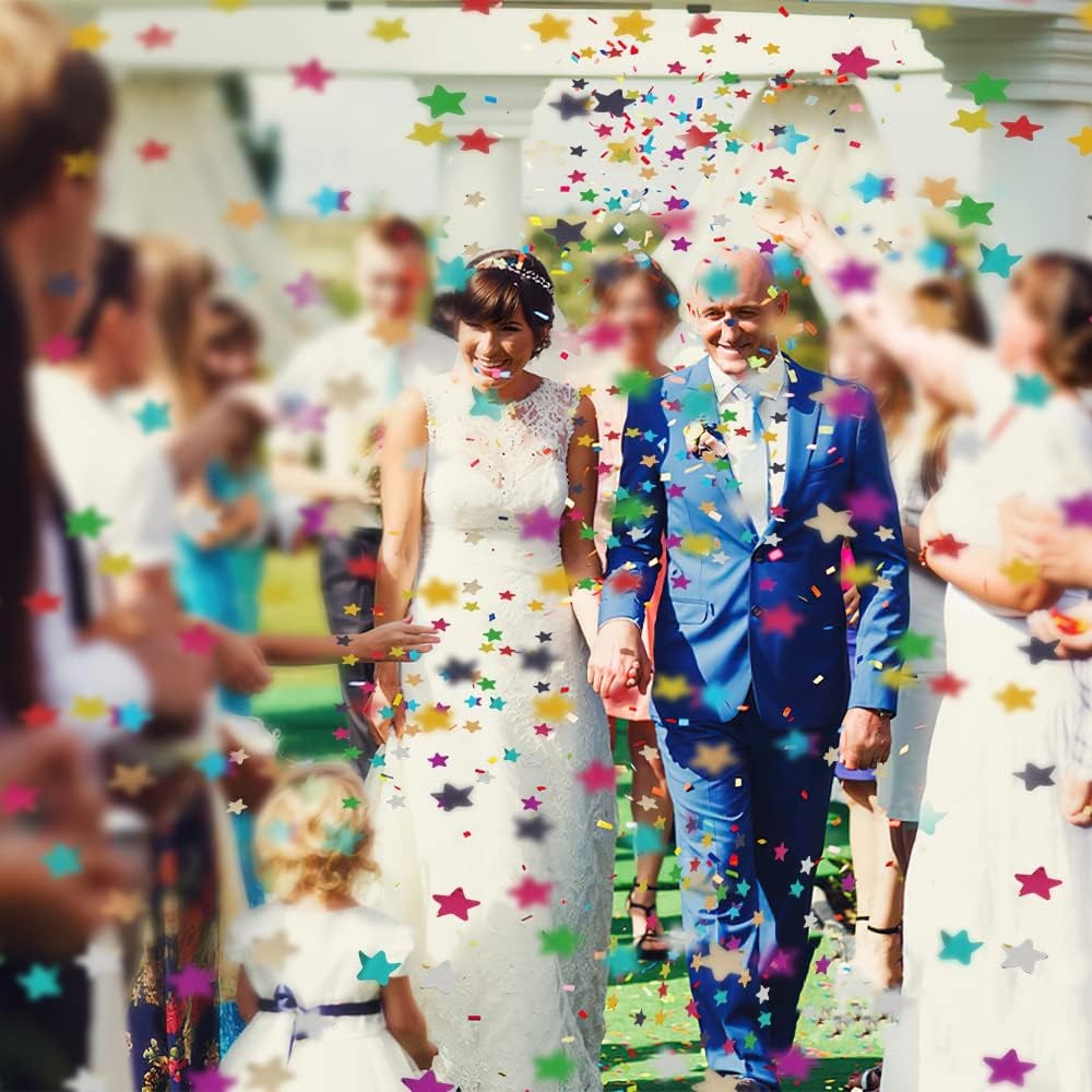 Tun de Confetti, Party Popper, 60x5 cm, Model Stelute, Inimioare, Paiete, Lucioase, 3 cm Diametru, Multicolor [2]