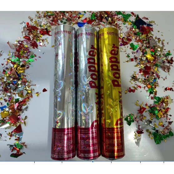 Confetti - Tub de Confetti, Party Popper, 60x5 cm, Confetii Asortate din Aluminiu, Multicolor