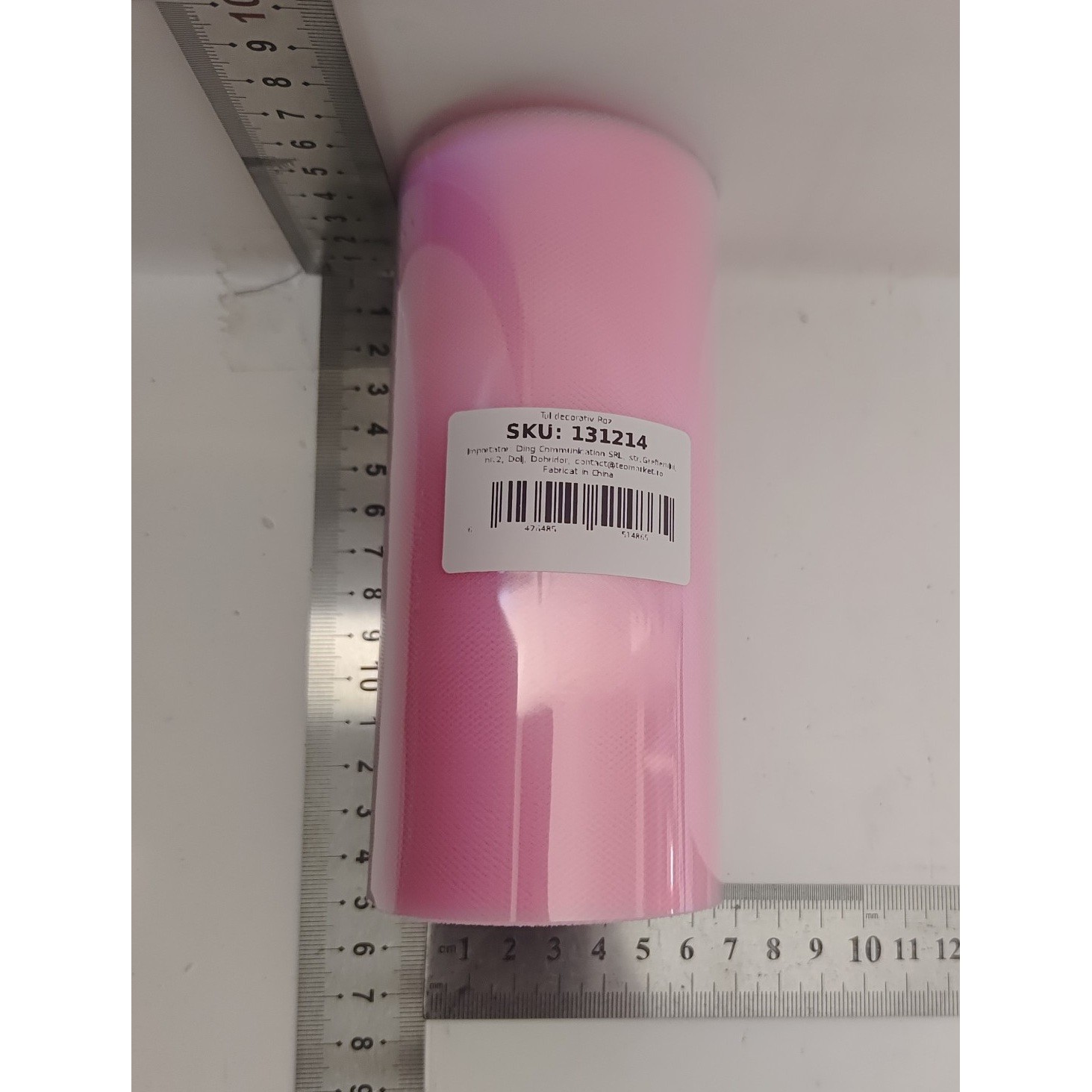 Tul Decorativ, 15 cm Latime, 22 cm Lungime, din Poliester, Roz [1]