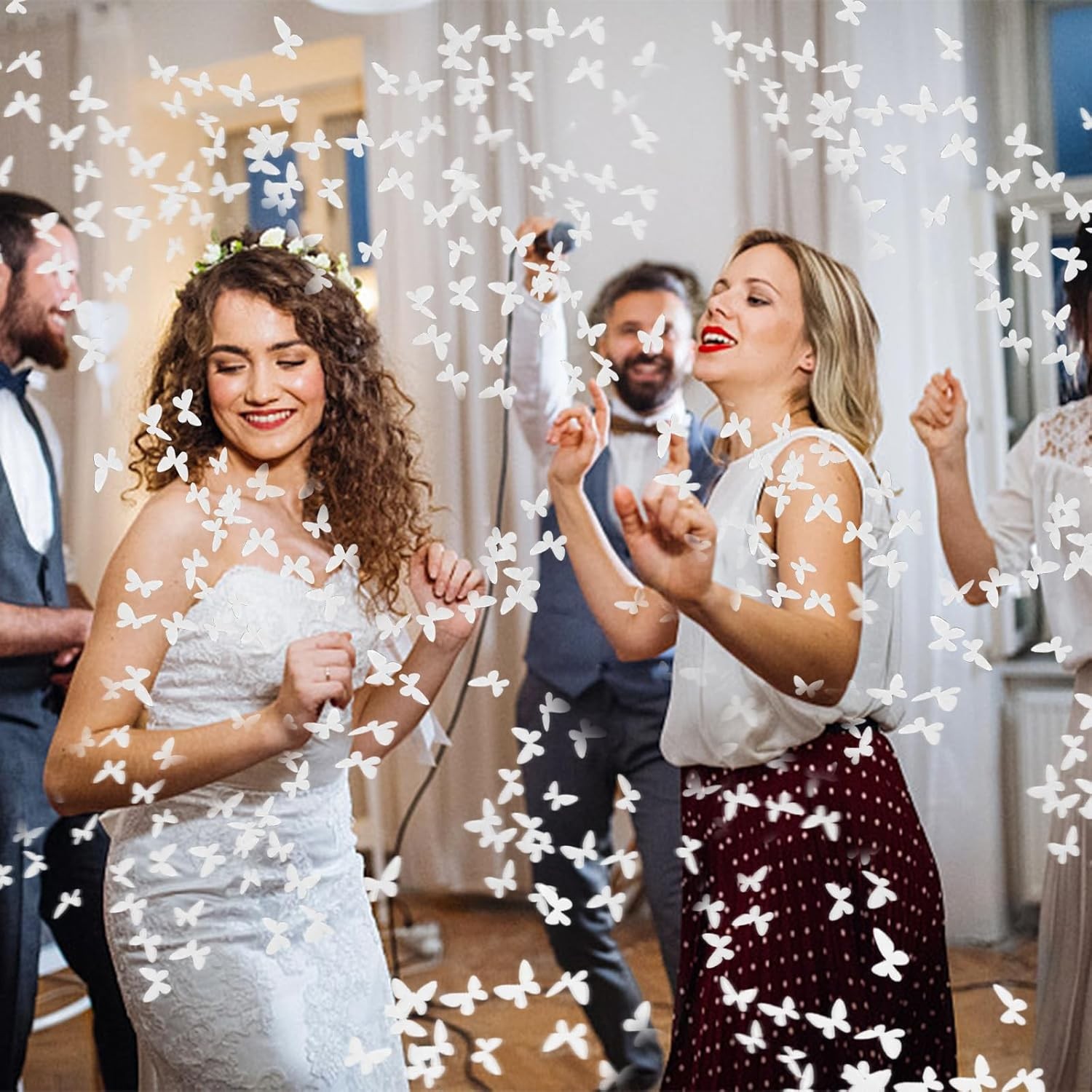 Tun de Confetti, Confetti Cannon 40 cm, Model Fluturi din Hartie, Alb [3]