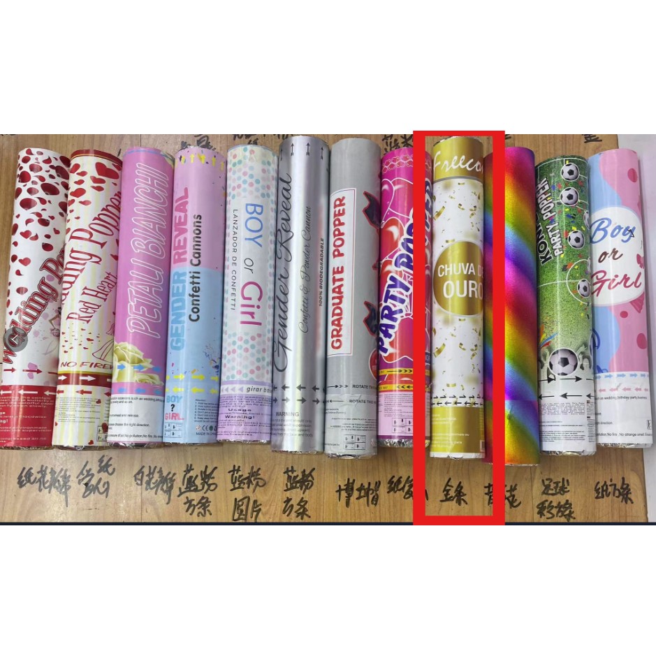 Confetti - Tun Confetti, Model Folie Aurie, 40 cm, Ambalaj din Carton, Eliberare prin Rasucire, Auriu