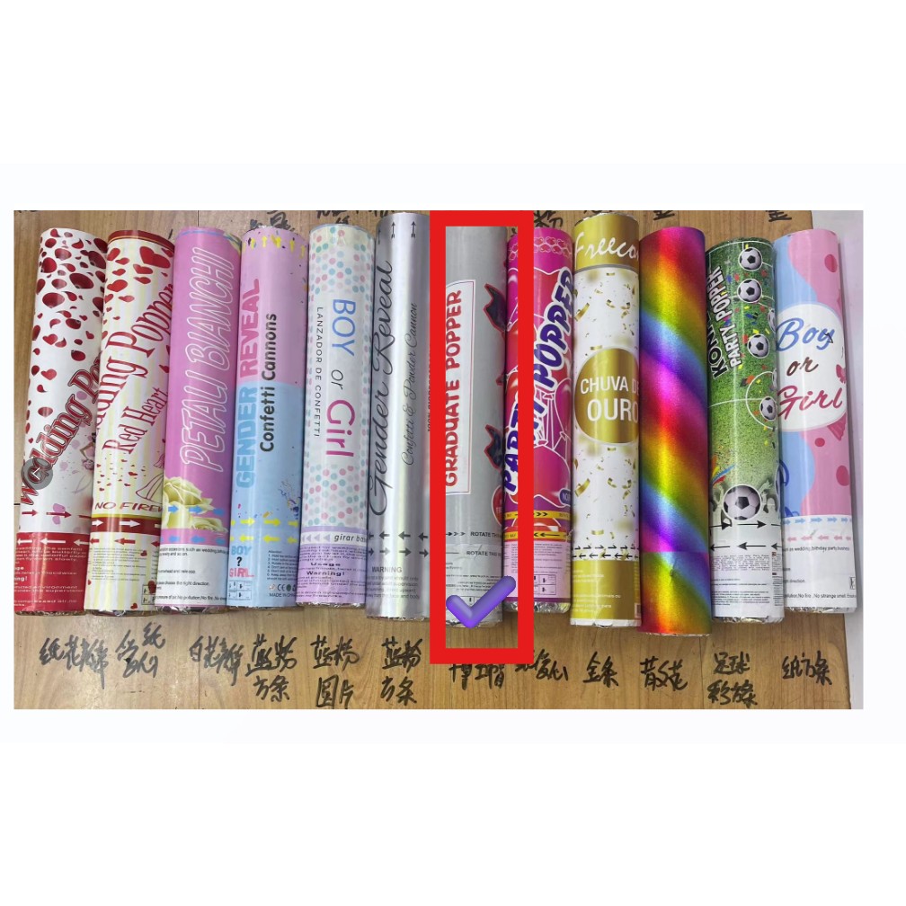 Confetti - Tun Confetti, Model Petrecere Absolvire Palarii, 40 cm, Ambalaj din Carton, Eliberare prin Rasucire, Negru