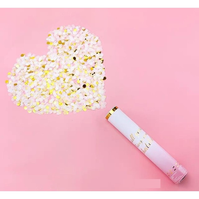 Tun Confetti Petrecere, Lungime 30 cm, Alb/Auriu [1]